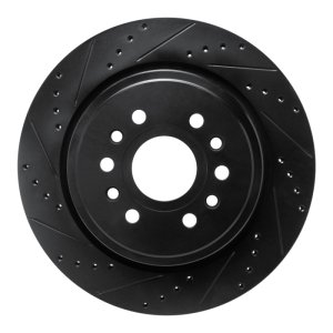 Jeep Wagoneer Brake Rotor (1) - Rear Left - R1 Concepts - Drilled & Slotted - Black - `21-`25